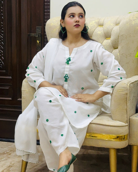 SPECIAL WHITE MULTI COLOR MIRROR WORK